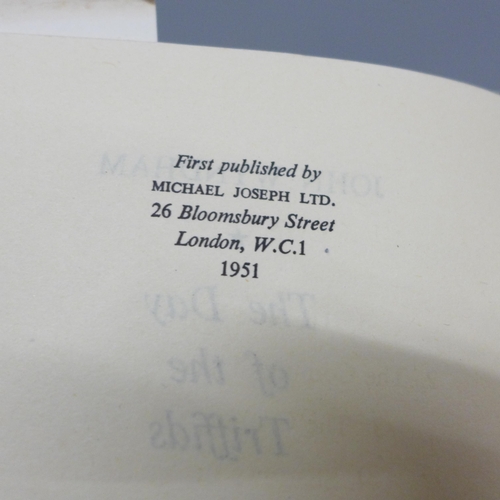 2015 - Two volumes; The Day of the Triffids, John Wyndham, first edition and The Jungle Book, Rudyard Kipli... 