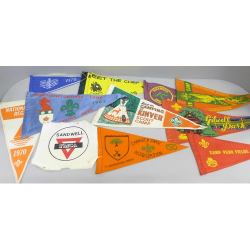 2016 - Thirty-six Boy Scout Rover Scout pennants, 1950s onwards and Gilwell Park