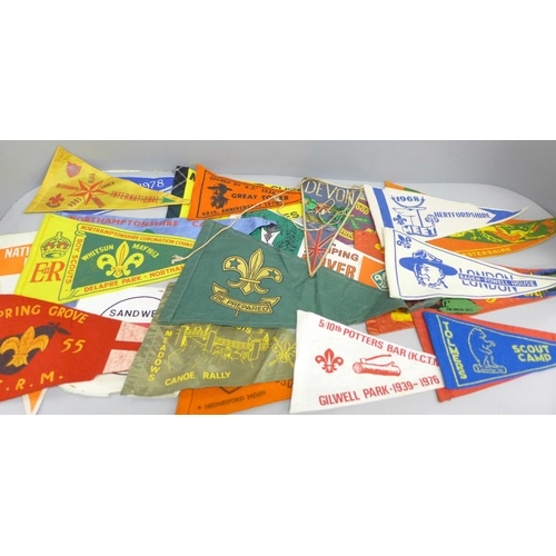 2016 - Thirty-six Boy Scout Rover Scout pennants, 1950s onwards and Gilwell Park