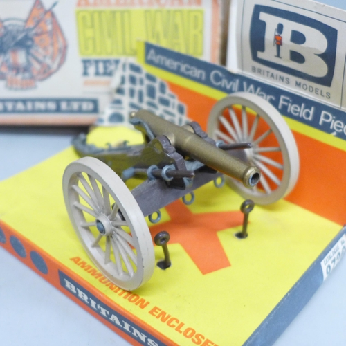 2018 - A Schuco 1043 Micro-racer, boxed, and a Britains Ltd. 9726 American Civil War field piece, boxed