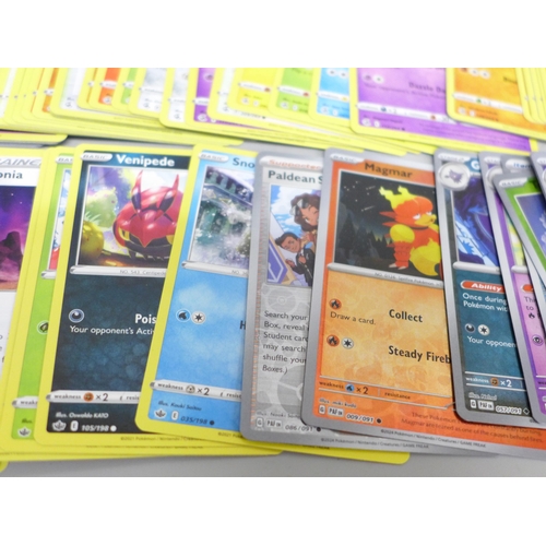 2022 - A collection of over 600 Pokémon cards in collectors box with some holographic