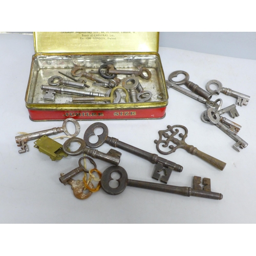 2023 - A collection of twenty door and cabinet keys