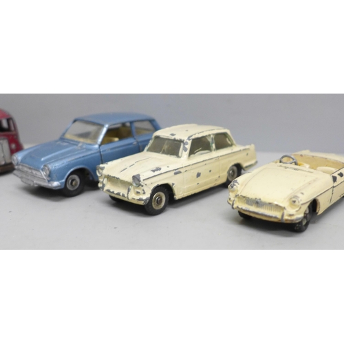 2026 - Eight vintage Dinky Toys including E-Type Jaguar and MG-B