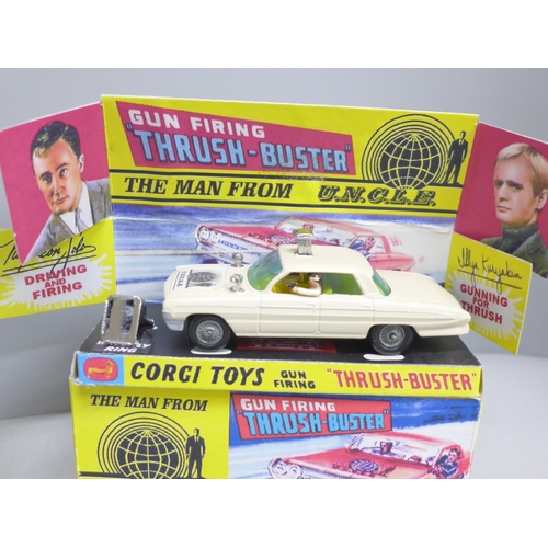 2037 - Two restored Corgi vehicles in reproduction boxes, Batmobile 267 and The Man from UNCLE Thrush-Buste... 