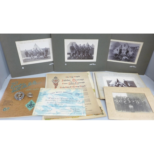 2054 - Boys’ Brigade photographs and ephemera, Nottingham Beeston Troop, 1900 onwards