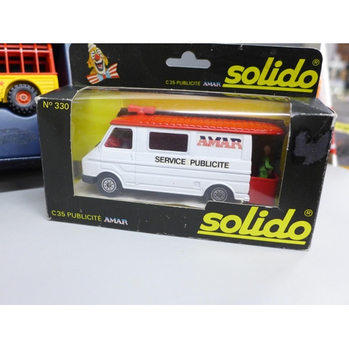 2055 - A Corgi Jean Richard Circus set, number 48, and a Solido model vehicle, C35 Amar, both boxed