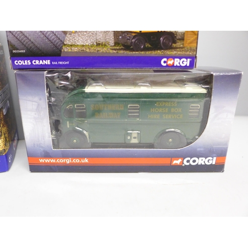 2059 - Five Corgi die-cast Military vehicles and two Corgi Trackside