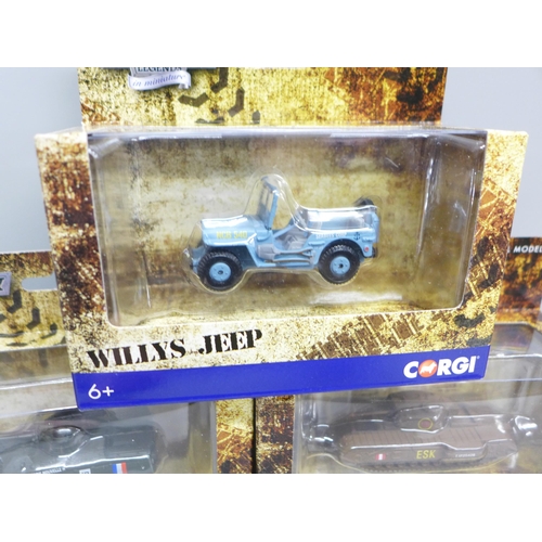 2059 - Five Corgi die-cast Military vehicles and two Corgi Trackside