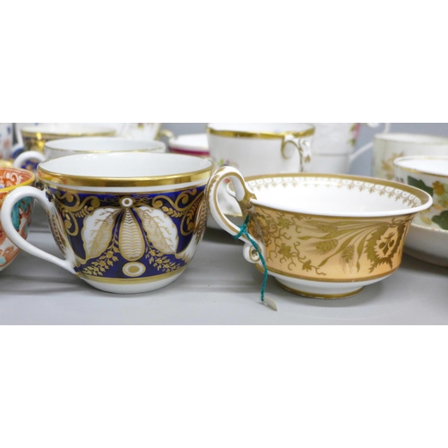 2062 - A collection of early English cups and saucers, some individual cups a/f, porcelain and china includ... 