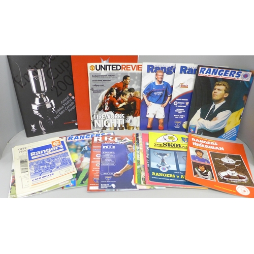 2065 - Football memorabilia; Rangers home and away programmes 1950s onwards including 1979, 1984 and 1987 c... 