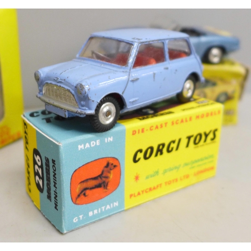 2066 - A collection of Corgi Toys die-cast model vehicles comprising 409, 318 and 226, boxed, and a Mercede... 