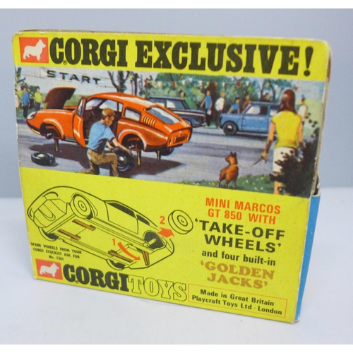 2071 - A Corgi die-cast car, Mini Marcos GT850 with take of wheels, 1960s