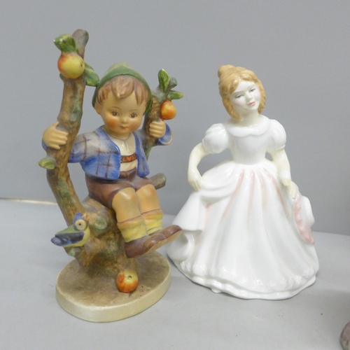 2093 - Five figures, Royal Doulton Amanda, a Beswick Owl, 2026, two Hummel and an Unter Weiss Bach figure g... 