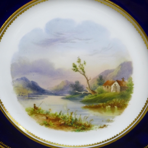 2096 - Three 19th Century Coalport cabinet plates, hand painted with scenes of Ben Lomond, Loch Achray, Est... 