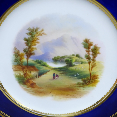 2096 - Three 19th Century Coalport cabinet plates, hand painted with scenes of Ben Lomond, Loch Achray, Est... 