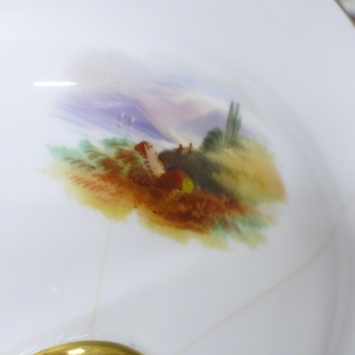 2096 - Three 19th Century Coalport cabinet plates, hand painted with scenes of Ben Lomond, Loch Achray, Est... 