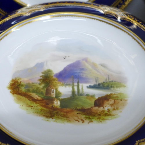 2096 - Three 19th Century Coalport cabinet plates, hand painted with scenes of Ben Lomond, Loch Achray, Est... 