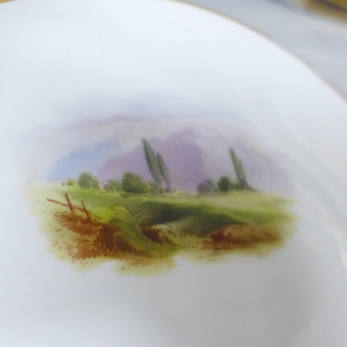 2096 - Three 19th Century Coalport cabinet plates, hand painted with scenes of Ben Lomond, Loch Achray, Est... 