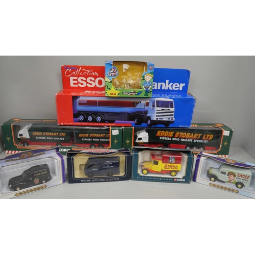 2127 - A collection of die-cast vehicles, 2x Corgi Eddie Stobart, The Esso Collection, James Bond Gyrocopte... 