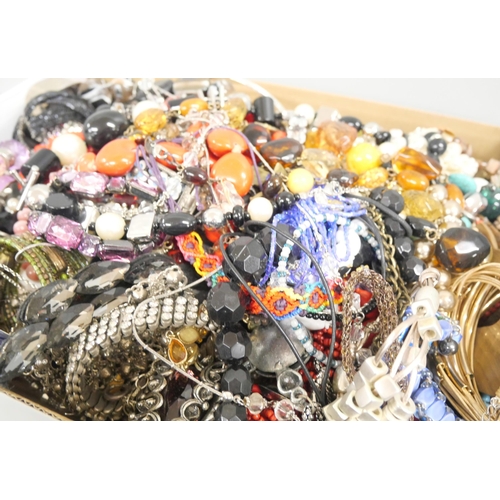 2145 - A box of costume jewellery including bangles, bracelets, necklaces, etc.