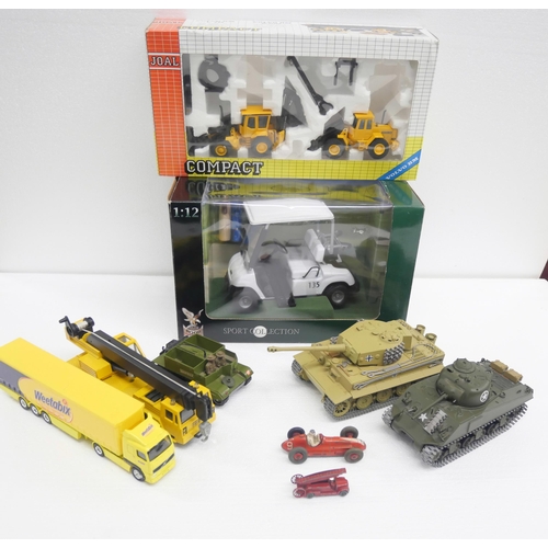 2183 - Minichamps collection of model tanks and other loose vehicles, together with bags of other figures w... 