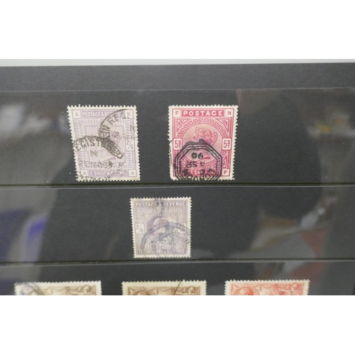 2187 - Stamps; a stocksheet of Great Britain high value stamps, Queen Victoria to King George VI