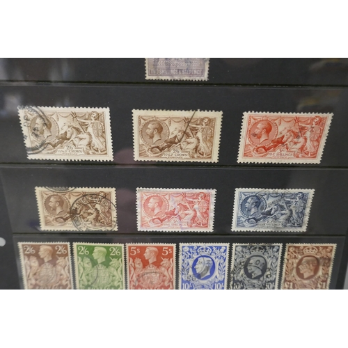 2187 - Stamps; a stocksheet of Great Britain high value stamps, Queen Victoria to King George VI