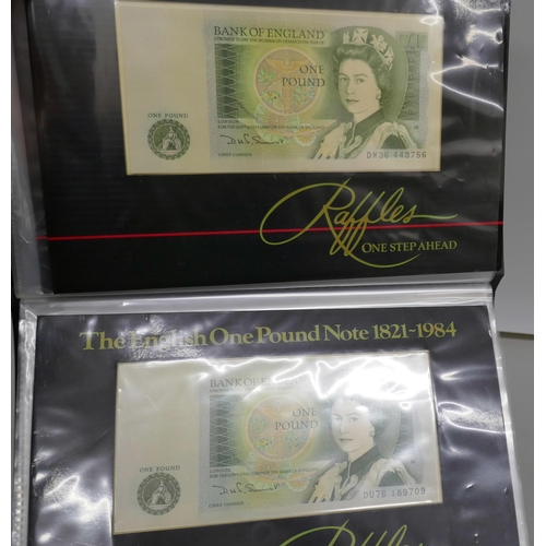 2206 - Twenty-one £1 notes in ‘Raffles’ One Step Ahead packs