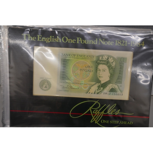 2206 - Twenty-one £1 notes in ‘Raffles’ One Step Ahead packs