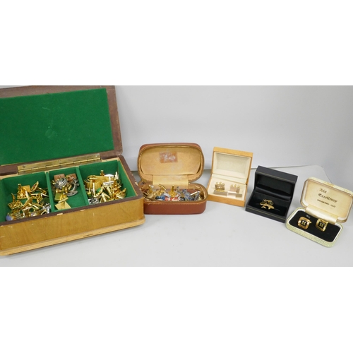 2210 - A collection of cufflinks, pairs and singles, 1960'-1970's