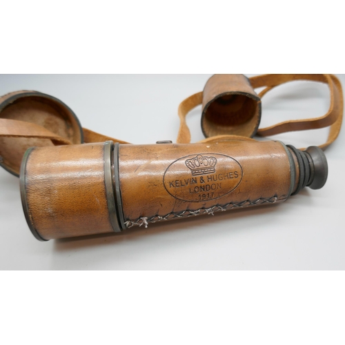 2227 - A four draw telescope by Kelvin & Hughes, London dated 1917