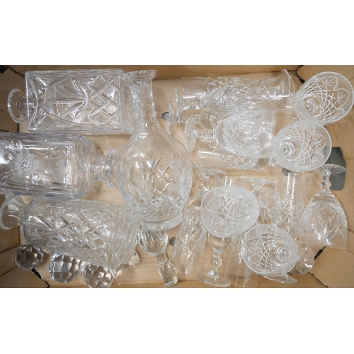 2324 - Four boxes of assorted crystal and glass, including a boxed Dartington crystal vase, Edinburgh cryst... 