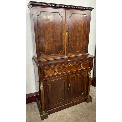 111 - A Victorian Egyptian Revival mahogany secretaire bookcase