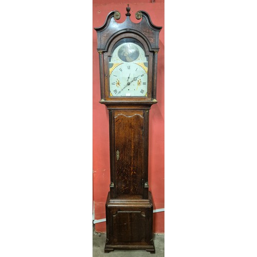 78 - A 19th Century oak longcase clock (lacking weights and pendulum)