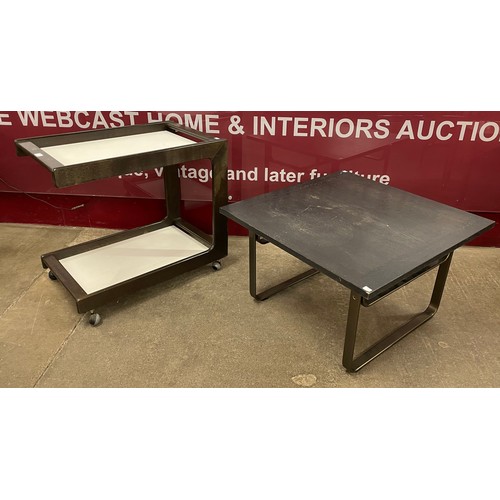 50 - A Swedish JOC Mobel coffee table and a teak and Formica trolley