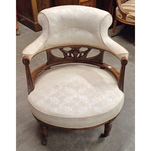 71 - A pair of Victorian mahogany and fabric upholstered tub chairs