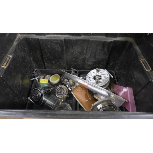 5043 - A Steade-Fast Leeda fishing box with a quantity of fishing tackle including some  sea fishing equipm... 