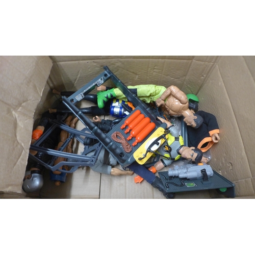 5093 - A quantity of vintage Action Man figures, an Action Man snowmobile, snow scooter, Action man diving ... 