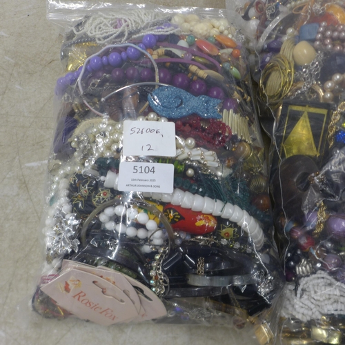 5104 - 2 bags of costume jewellery