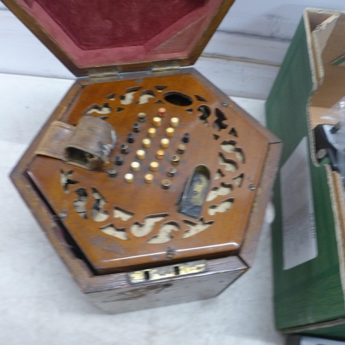 5120 - A vintage accordian in case and a LG DVD player