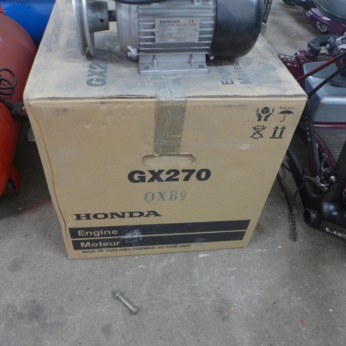 5142a - A boxed Honda GX270 engine and a Clarke Motor single phase induction motor* This lot is subject to V... 