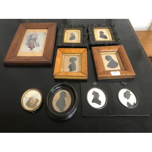 358 - Nine framed miniature portraits and silhouettes