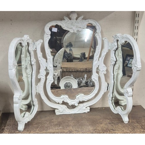 370 - A Victorian inlaid walnut overmantel mirror, a giltframed overmantel mirror, a dressing table mirror... 