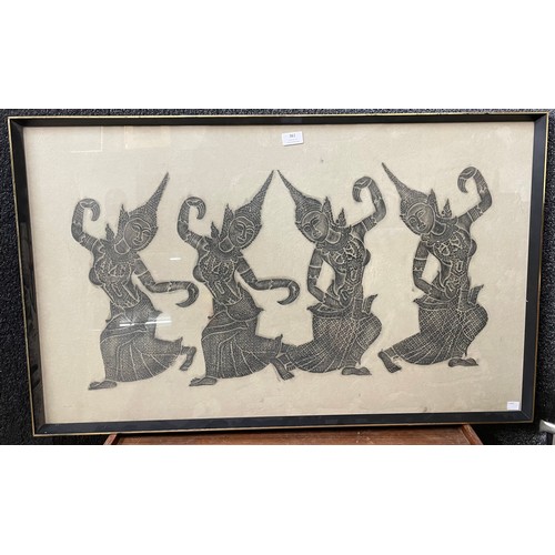 361 - A Thai wood block print, framed