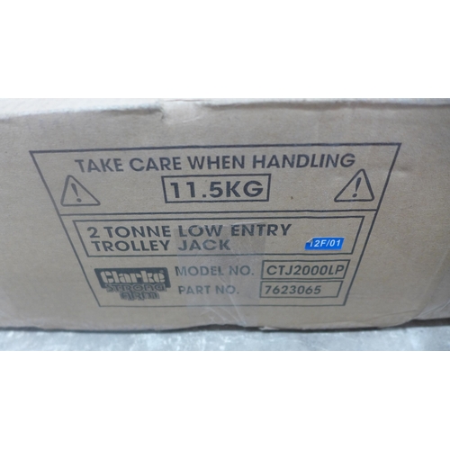 5185 - A boxed sample Clarke Strong-Arm CTJ2000LP 2 ton low entry trolley jack * This lot is subject to VAT