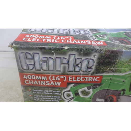5192 - A boxed sample Clarke CECS405B electric chainsaw* This lot is subject to VAT