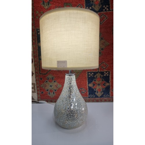 3028A - Mirrored mosaic table lamp with cream shade