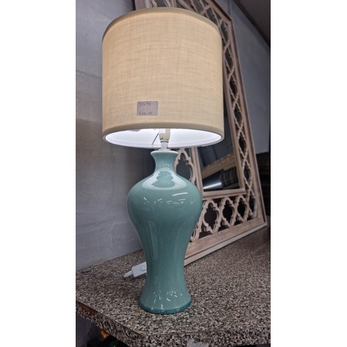 3167A - Blue ceramic vase with cream shade