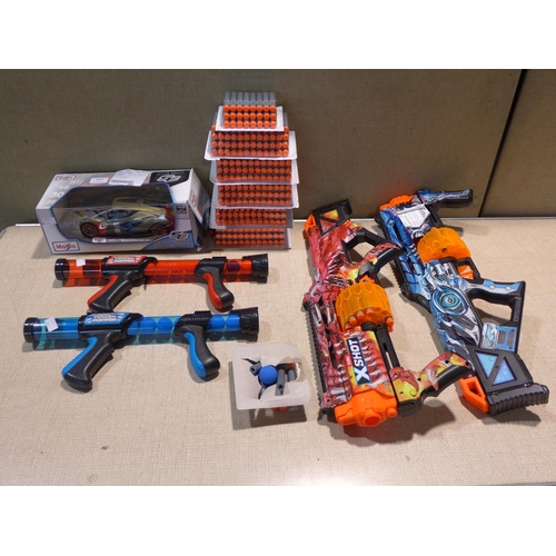 6039 - Maisto model Lamborghini car, atomic power poppers and Two Zuru xshot blasters with darts (351-172,1... 