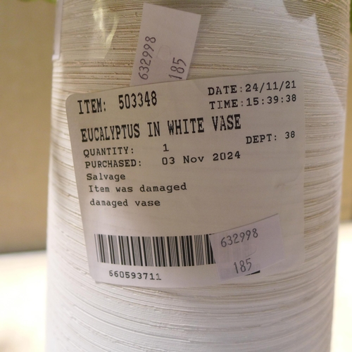 6041 - Eucalyptus in white vase (damaged) (351-185) *This lot is subject to VAT